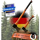 TronicXL Axt Beil Set ergonomischer Handgriff Gummischutz Universal Spaltaxt Spaltbeil Spalthammer...