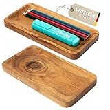 Plogis Holztablett Rechteckig aus Akazie - 2er Set Mini Deko Tablett Holz 20 x 10 cm...
