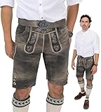 Schöneberger Trachten Couture Herren Lederhose kurz mit Trachtengürtel, Trachtenlederhose braun...
