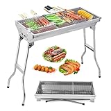 Holzkohlegrill Edelstahl-Tragbarer: Perfekt für Camping & Gartenpartys! Klappbar, tragbar und...