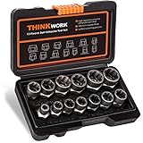 THINKWORK Schraubenausdreher Satz, 14-teiliges Schrauben und Muttern Entferner Set, Abisolierter...