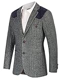 PJ PAUL JONES Herren Sakko Tweed Elegante Slim Fit Wolle Vintage Blazer 2 Knöpfe Business...