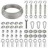 Drahtseil Edelstahl Set 60pcs, 35m/2mm Stahlseil für Rankhilfe mit M5 Spannschloss Seilspanner,...