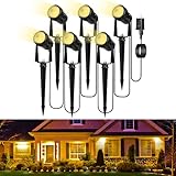 TEMFAU 20M LED Gartenbeleuchtung, Warmweiß 3000K Gartenstrahler mit Erdspieß, 3W 450LM...