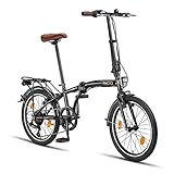 PACTO Ten Klapprad 20 Zoll mit Schnelles Faltsystem (10 Sek), Stahlrahmen, Leichtgewicht (15,6KG), 6...