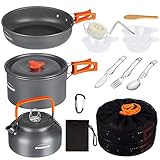 OVERMONT Camping Kochgeschirr Set Outdoor Geschirr Set Kochtopf Set Grillgeschirr Picknick Topf mit...