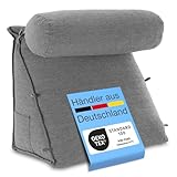 ELONEO Rückenkissen Bett/Sofa mit Abnehmbarer Nackenrolle und Seitentasche, Rückenstützkissen mit...