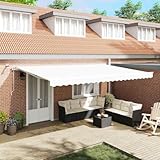 HOMEELIKE Automatische Ausziehbare Markise mit LED in Wei?, 500 x 350 cm