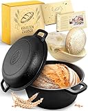 KRUSTENZAUBER 26cm Gusseisen Topf Brot Backen inkl. Gärkorb - Robuste Brotbackform mit Deckel -...