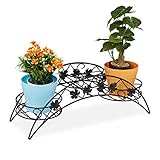 Relaxdays Blumentreppe, 3 Ablagen, gebogener Pflanzenständer, In- & Outdoor, antik, Eisen, HBT 21 x...