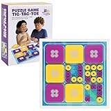 Interaktives Tic Tac Toe Spielbrett, tragbares Familienspiel-Set mit Mini X & O Spielfiguren,...