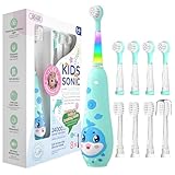 Seago Elektrische Zahnbürste Kinder 0-6 Jahre mit buntem LED Licht, Smart Timer, wiederaufladbare...