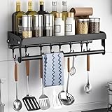 acfeco Gewürzregal Wand, Ohne Bohren Küchenregal, Gewürzregal Hängend Mit Küchenrollenhalter...