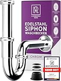 M. ROSENFELD HOME Siphon Waschbecken 1 1/4' – Verchromter Edelstahl Röhrensiphon –...