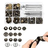 50 Set Druckknöpfe Druckknopf, Metall Snaps Knöpfe mit Unterschiedlicher Größe 10/12/15/17mm, 9...