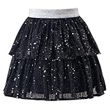 Kinder Karnevalskostüm Mädchen, Paillettenrock Glitzerrock Mädchen Glänzend Rüschenrock A Linie...