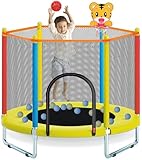 150cm Indoor Outdoor Kindertrampolin mit Sicherheitsnetz, Mini-Trampolin für Kinder inklusive...