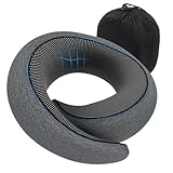 Nackenkissen Flugzeug, Reisekissen Auto Travel Pillow aus Memory Foam, Verstellbares Nackenhörnchen...