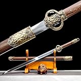 107,5 cm Chinesisches Schwert,Gemusterter Stahl Geschmiedet Gerades Schwert,natürlichem...