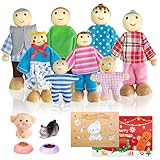 Puppenhaus Puppen 14 Stück Hölzerne Puppen Familie Set Biegepuppen Puppenfamilien Figuren mit...