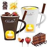 Guniata 2 Stück Schokofondue Tasse,Schokoladen Fondue Becher Set,Keramik Schokoladenfondue mit...