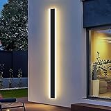 Moderne schwarze LED-Außenwandleuchte - IP67 wasserdichte lange Streifen Gartenleuchte, stilvolle...
