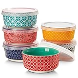 DOWAN Dipschalen aus Porzellan, 176 ml Dessertschalen Set 6er mit Deckel - Stapelbare Schüssel für...