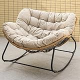 Übergroßer Weidenei-Schaukelstuhl mit gepolstertem Kissen - Indoor & Outdoor Rocker Recliner für...