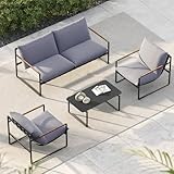 Grand patio Gartenmöbel Set 4 Sitzer mit Kissen, Rope Lounge Set mit 2 Sitzer Sofa, 2 Sessel Und 1...