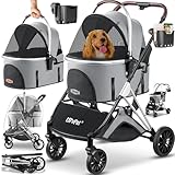 LOVPET® Hundewagen 3in1 Hundebuggy Hundebox Transporttasche 360° Große Räder Faltbar klappbar...