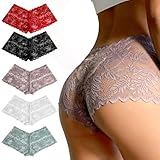 HekouJiub 5er Pack Spitzen Shorts Sexy Unterwäsche Damen Atmungsaktiv Freche Höschen Spitzen...