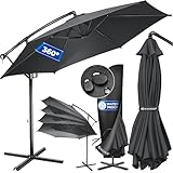 KESSER® Alu Ampelschirm Sonnenschirm + Abdeckung Ø350 cm & Kurbelvorrichtung Kurbelschirm mit...