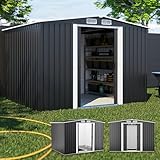 ONBEST Premium Metall Gerätehaus mit Fundament & Schiebetür – Geräteschuppen Gartenhaus...