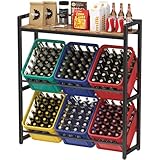 Lifewit Getränkekistenregal mit Ablage für 6 Kisten, 32D x 104W x 117,3H cm Regale für...