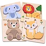 Airlab Holzpuzzle Holzspielzeug für Kinder I Steckpuzzle Montessori Spielzeug I 4er-Set Puzzle...