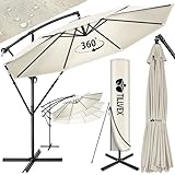 tillvex Alu Sonnenschirm + Abdeckung Ø 300 cm mit Kurbel | Ampelschirm mit Ständer & Windschutz |...