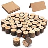 Tosnail 50er Set Rustikale Holz Tischkartenhalter mit Kraft Papier Karten Tischnummernhalter...