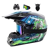 Motocross Fullface MTB Helm Kinder, Mit Handschuhe Maske Brille, Downhill Motorradhelm Kinder, Helm...