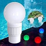 Pool Dosierschwimmer, Chlor Spender, Chemikalien Chlor Dosier mit wasserdichtem Solar Ball Light LED...