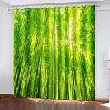 Wycian Schlafzimmer Deko Vorhang Grün 2 Er Polyester Bäume und Sonnenscheinlandschaft H244 X...
