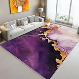 Teppich, weich, lila, 160 x 230 cm, rutschfest, waschbar, Tappeto-Marmor-Textur, mit D-Akzenten,...