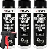 TECPO Wachs Unterbodenschutz Spray, 3X 500ml mit Handgriff Unterbodenschutzwachs Karosserieschutz...