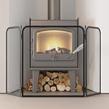 Kinson Kamingitter schwarz - 96,5 x 53 cm - Sicherheits-Feuerschutz für Holzbrenner, Holzofen und...