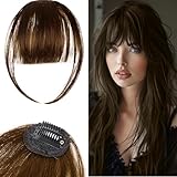 100% Echthaar-Clip-in-Pony für Damen – Natürlicher Look mit Pony, Schläfen, feinem oder...