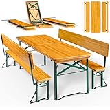 Casaria® Bierzeltgarnitur mit Lehne 170 cm Klappbar Stabil 2X Bierbank 1x Breiter Tisch Holz...