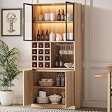 YAIXBNG Badezimmerschrank,Spirituosenschrank,Vitrine Vitrinenschrank mit Glastüren und Beleuchtung...