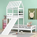 ModernLuxe Kinderbett Hochbett, Hausbett 90 x 200 mit Rausfallschutz Robuste, Etagenbett mit...