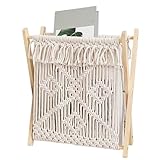 Veasbuu Makramee Bücherregal, Boho Home Aufbewahrungskorb, Stehender Aufbewahrungskorb,...