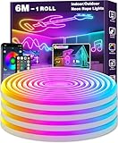 LETIANPAI 6m Neon LED Strip, Flexible LED Strips, Control with App/Remote, Multiple Modes,...