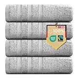 B!HOME 4er Set Premium Handtücher [100% Baumwolle] 50x100 cm, grau/Handtücher Weich, Saugstark &...